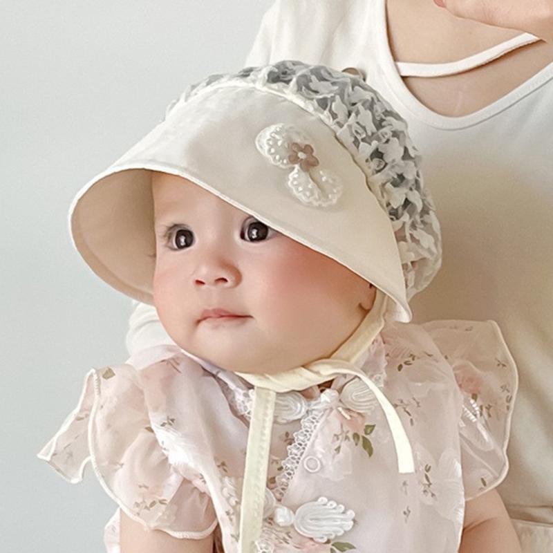 Cute Girls Fetal Caps for Infants Lovely Baby Fisherman Hat Lace Printed Bonnet for Indoor Outdoor Activities