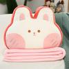 Cartoon Animal Pillow and Blanket: Cute Rabbit, Panda, Pig, Frog Design for Home, Office, or Car Naps