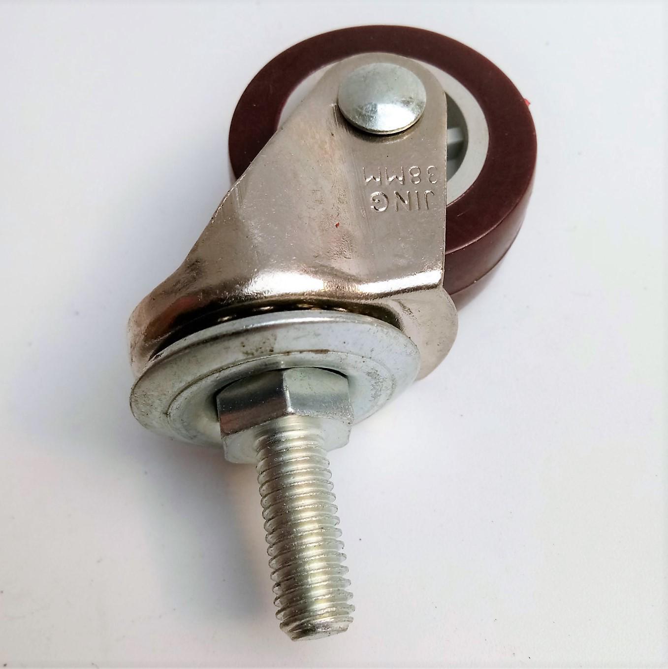 Динамическое полиуретановое колесо для мебели - Легкое, красное/фиолетовое, поворотное, с резьбовым штоком