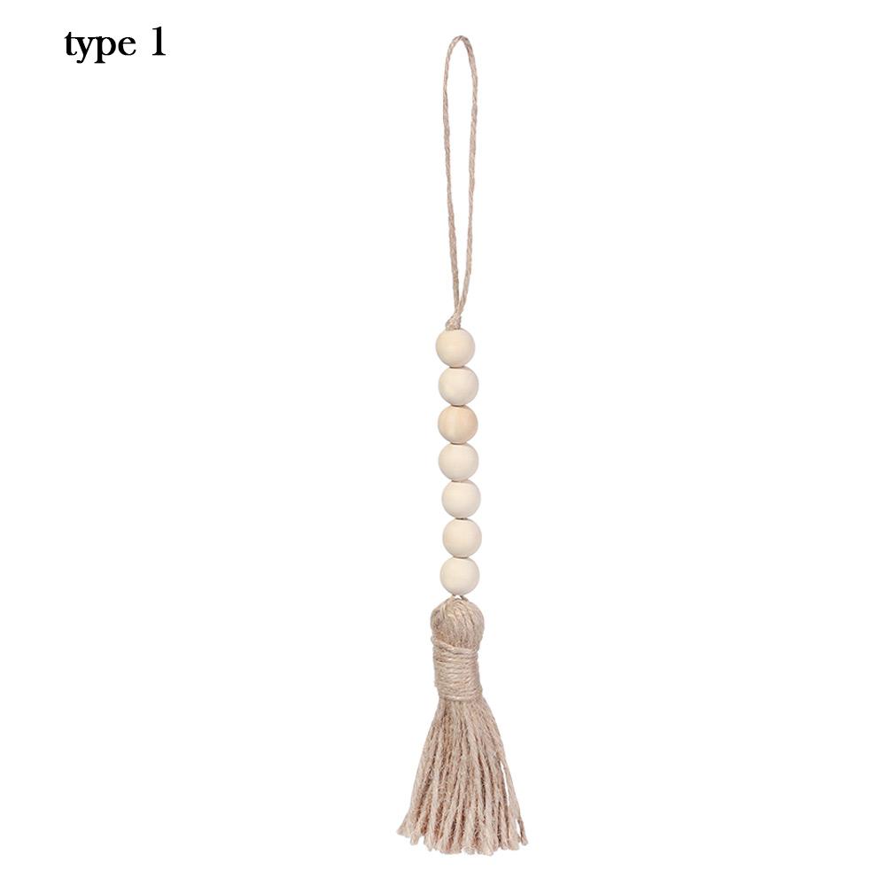 Bohemian Style Wooden Bead Tassels String Handmade Garland Jute Tassels Rustic Bead Ornament For Wall Hanging Decoration Crafts