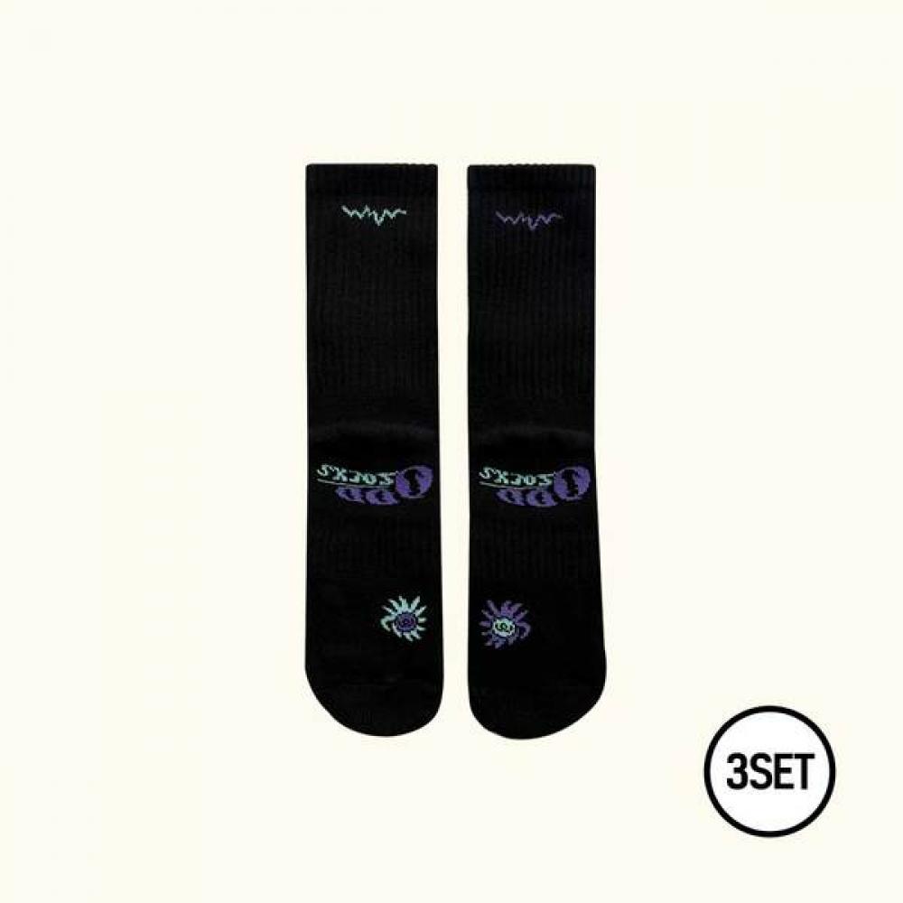 Coolmax Odd Socks 3pack Running Crew Socks Black M(230mm-250mm)