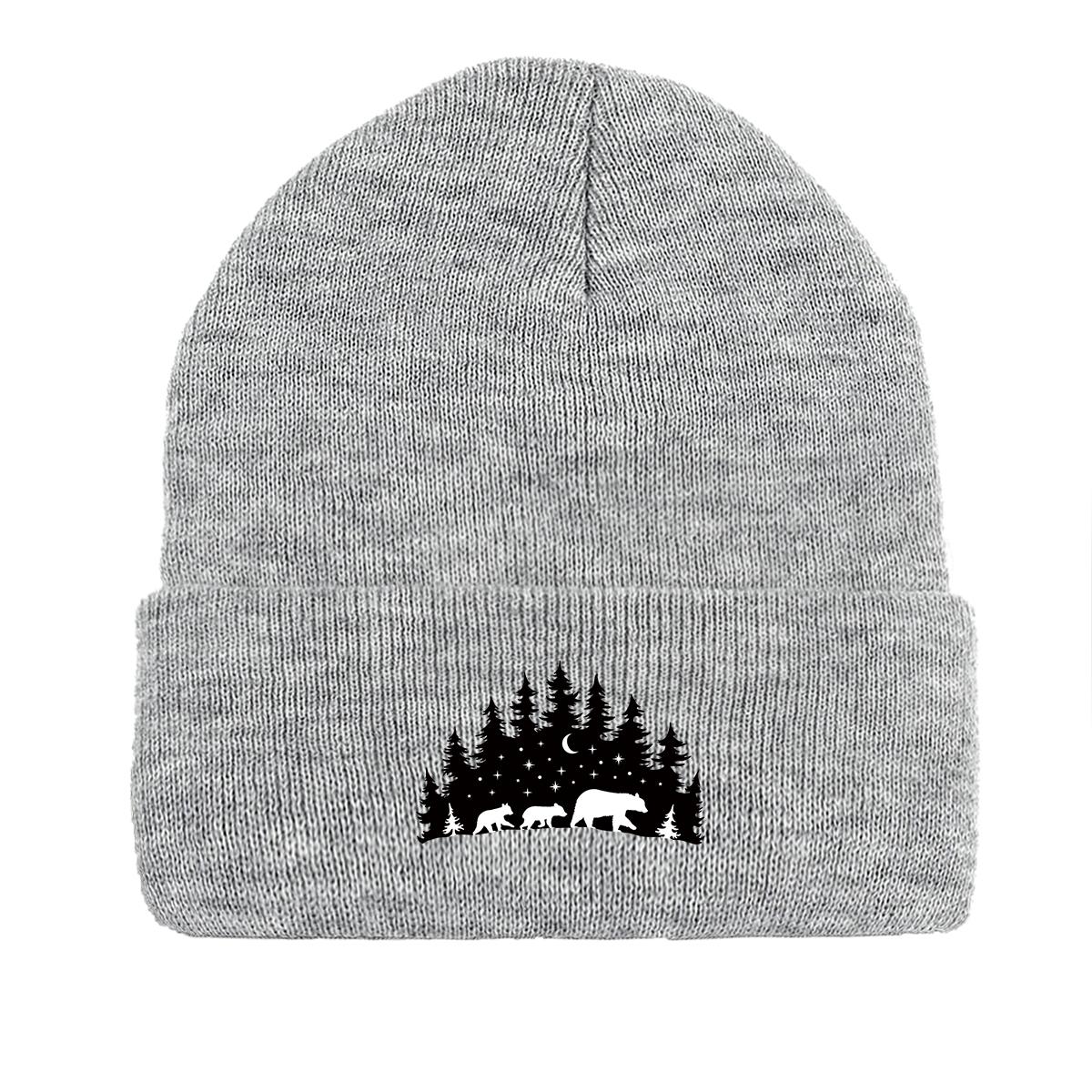 

Forest Animals Print Winter Hats Cute Bear Cap Beanie Man s Cap Simple Headwear Knit Hat Ideal Choice For Outdoor Accessory сірий колір