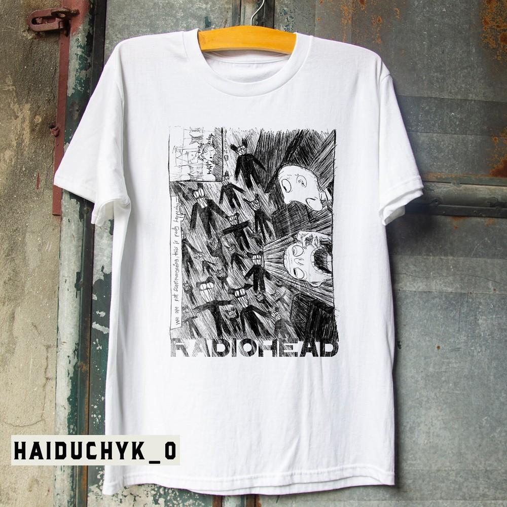 RADIOHEAD SCRIBBLE 2000 Retro Unisex White T-shirt Size S-5XL Unisex T-Shirt S