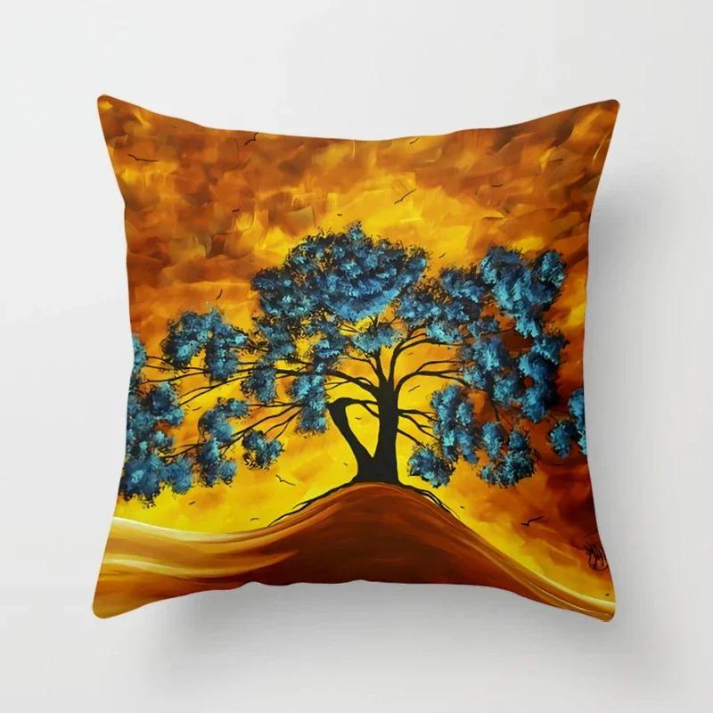 Abstraktes Baummalerei-Muster Dekorative Kissenhülle Auto Sofa Quadratische Kissenhülle