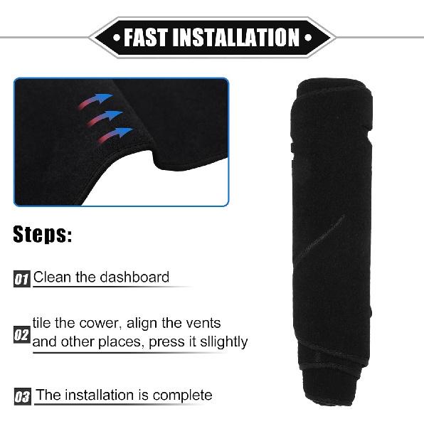 Dashboard Cover Compatible for Dodge Dart 2013-2016, Nonslip Polyester Black Dash Cover Mat Dash Board Protector Cover
