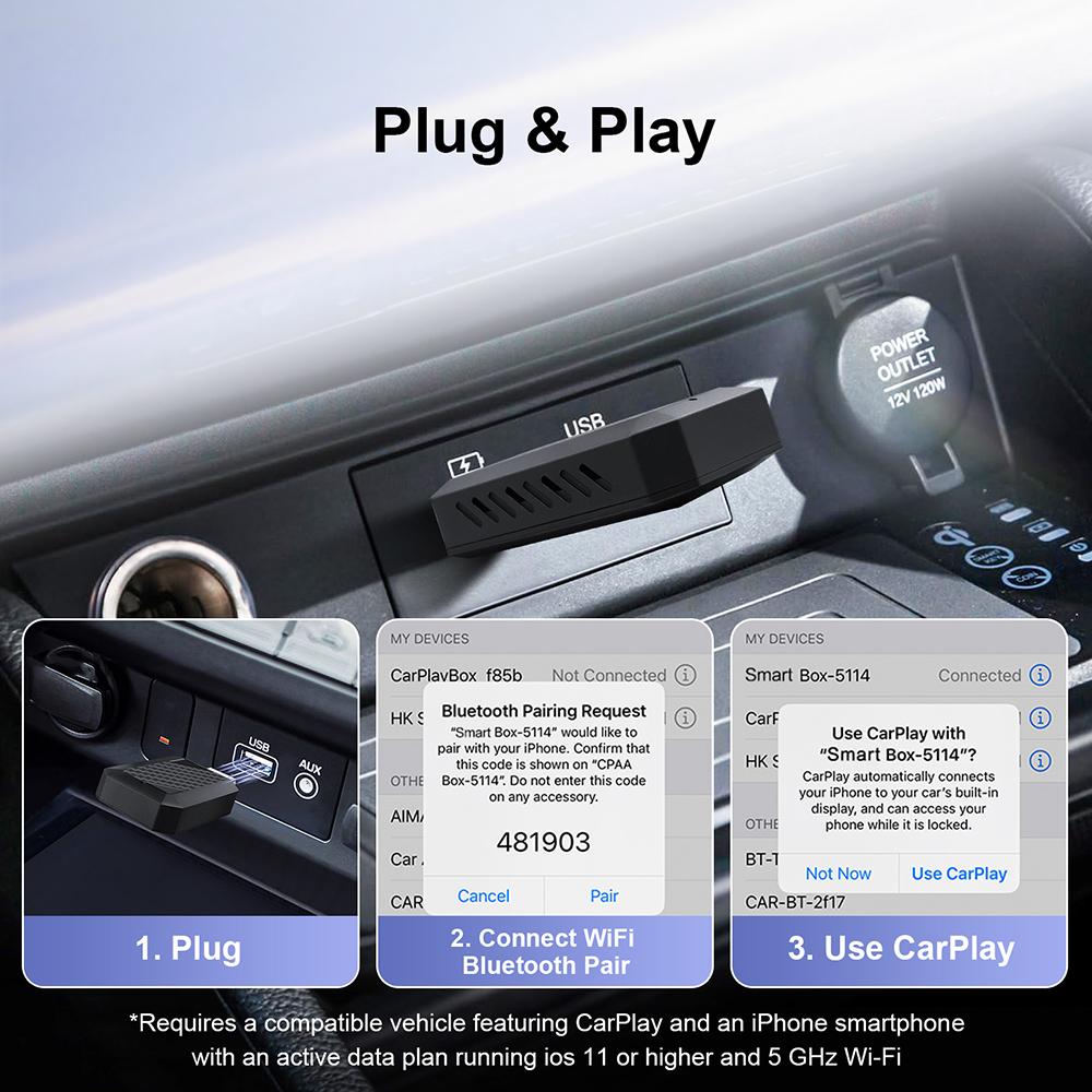 Carplay Drahtloser Adapter Android Auto 2-in-1 Smart Dongle 2025 5G WIFI Für iPhone Android Telefon Für Volvo Benz Mg Kia Chery VW