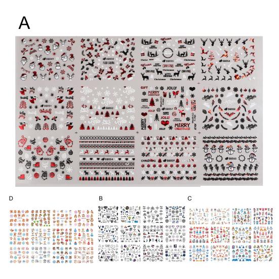 Autocolant pentru unghii Model rafinat Culoare vibrantă Efect de lungă durată Detașabil ușor de aplicat PVC decorativ Elan de Crăciun