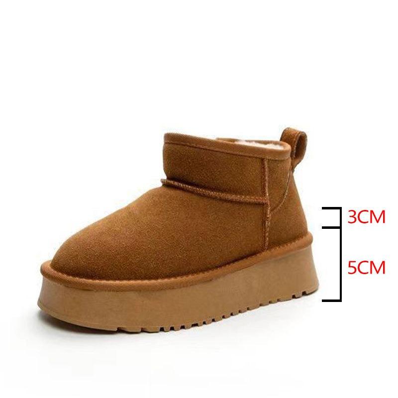 Sheepskin and fur integrated snow boots women's new rubber light foam non-slip lightweight versatile wool warm short boots