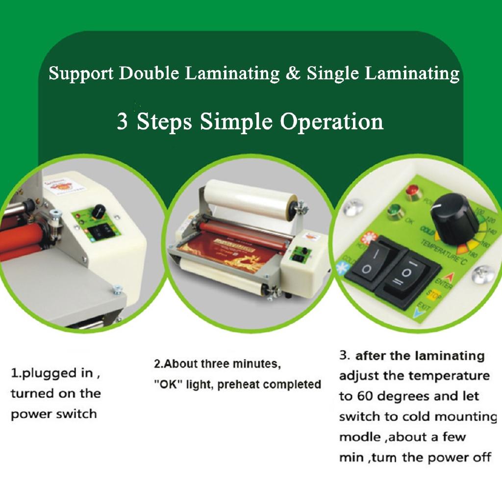 220V 12 Generation 8350T Laminator Four Rollers Hot Roll Laminating Machine A3+