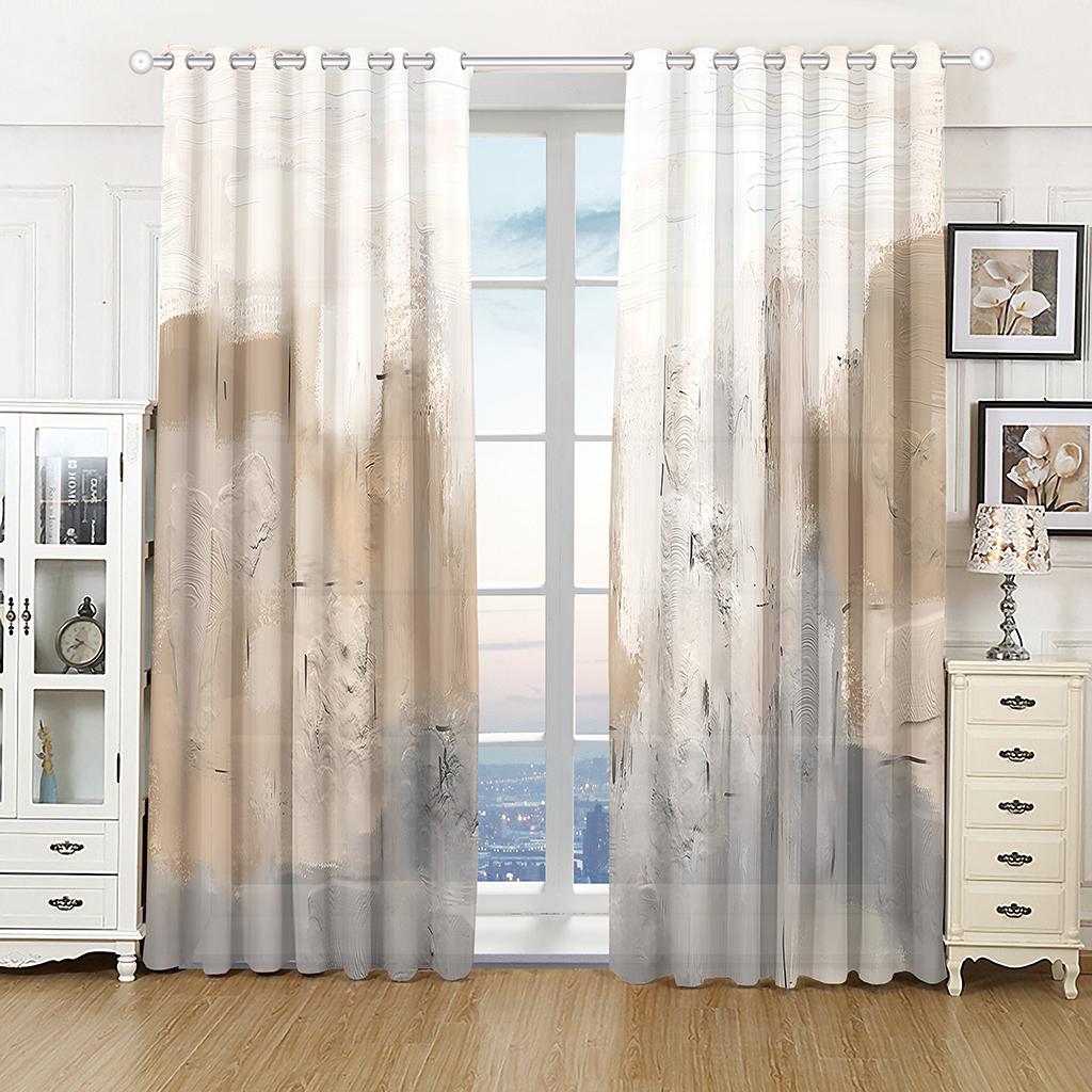 

3D Дешевые Современные Простой Стиль Полиэстер Тонкие Солнцезащитные Шторы Роскошная Гостиная Спальня Домашний Декор 2 Панели 100W130H(CM)40x51in&Grommet Top