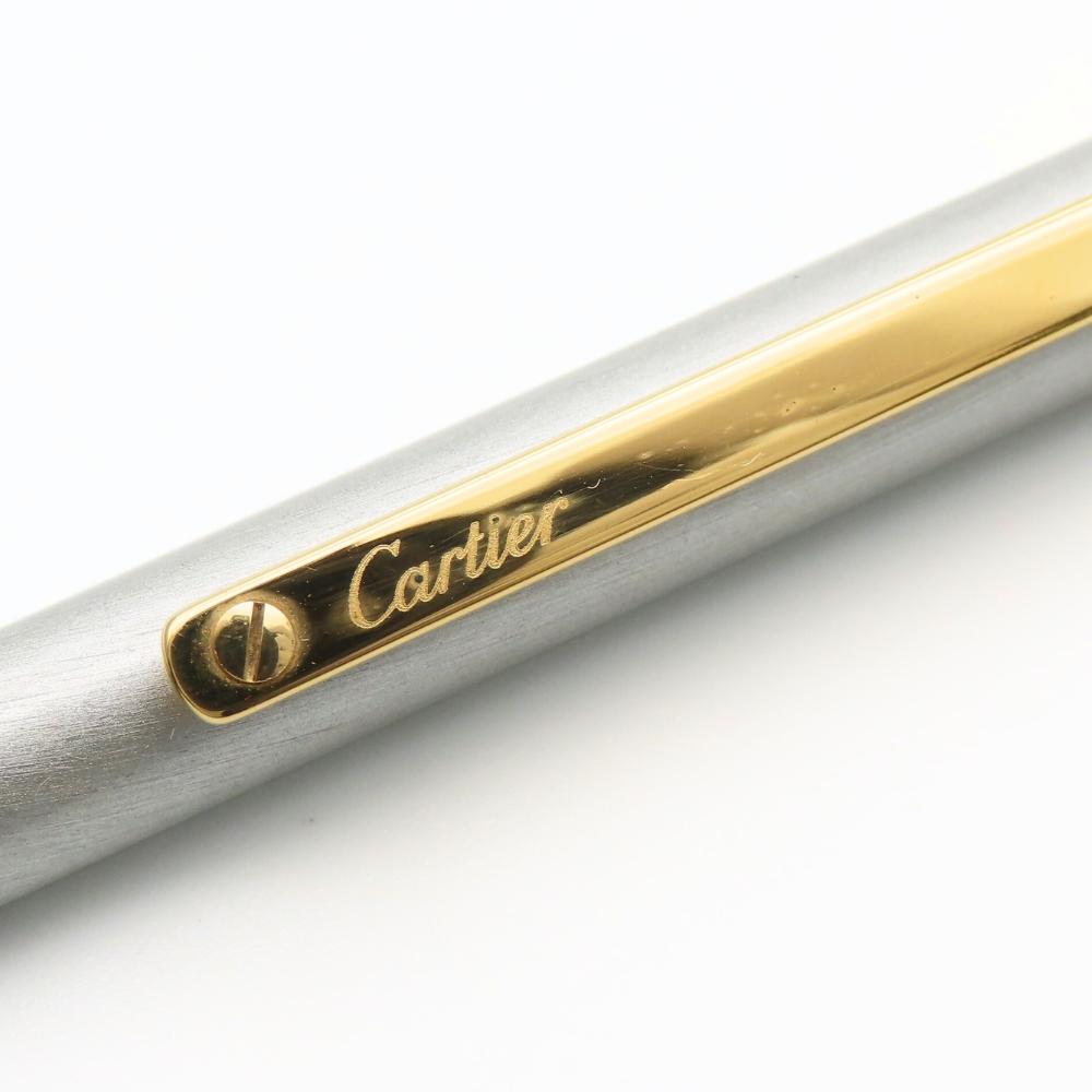 Used CARTIER Ballpoint Pen Santos De Cartier ST150192 Steel/metal Silver Gold Rotary Type