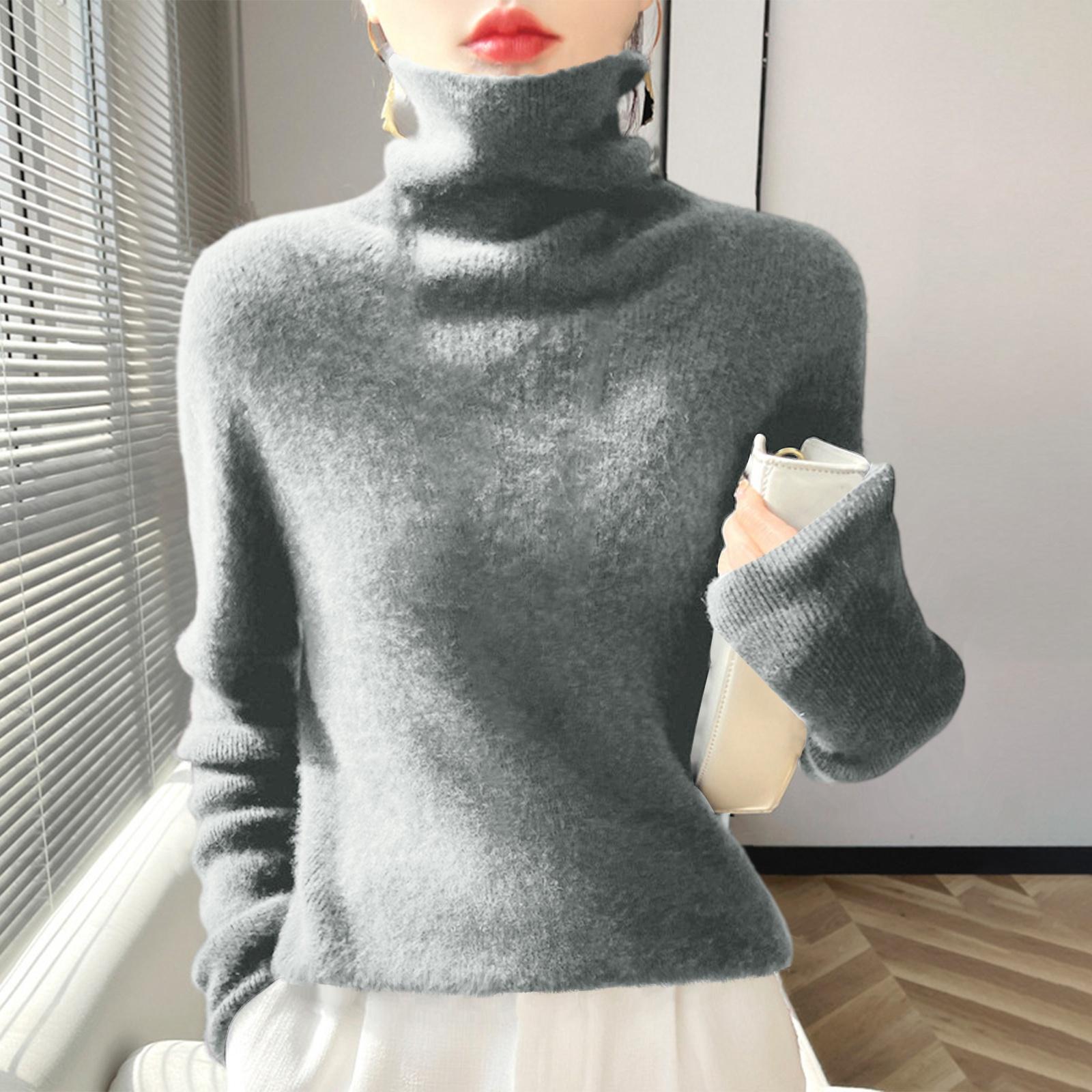 

Women s High-Neck Slim-Fit Knit Top Soft And Cozy Sweater XXL