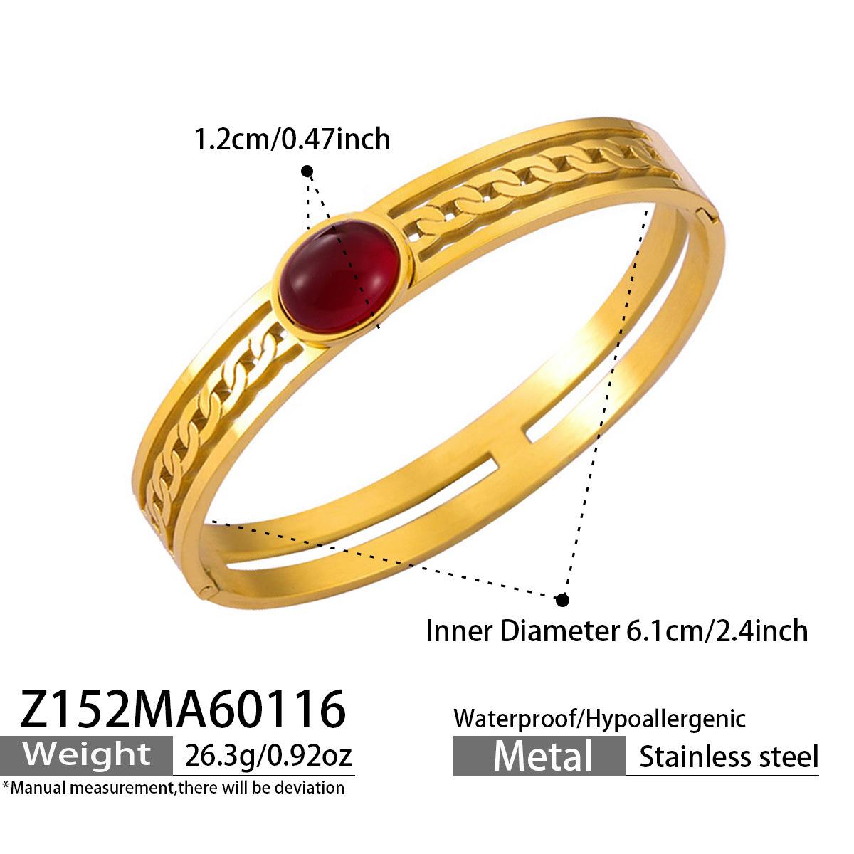 

Personalized Red Agate Drip Oil Gold-Plated Stainless Steel Geometric Bracelet