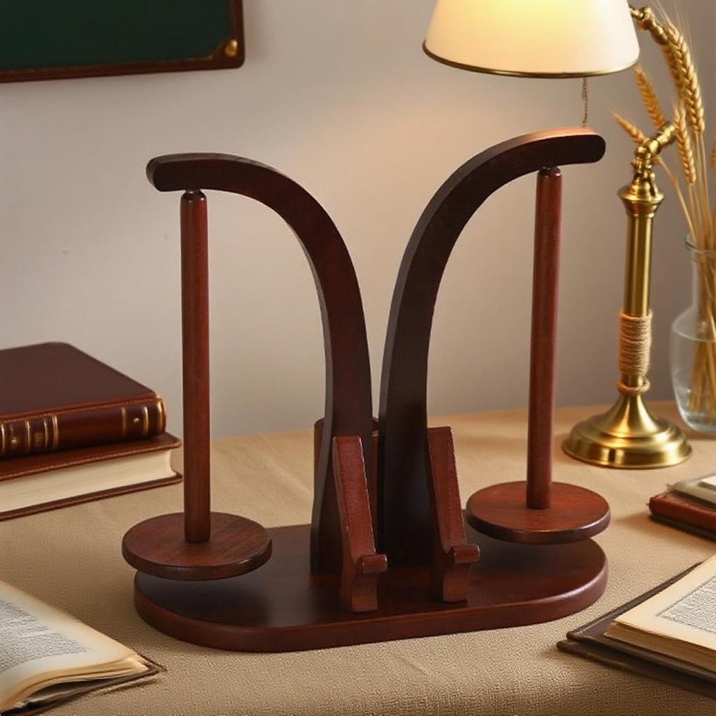 Yarn Holder Magnetic Rotating Yarn Spinner With 2 Spindles Wooden Spinner Stand Dispenser For Birthdays Holidays Christmas