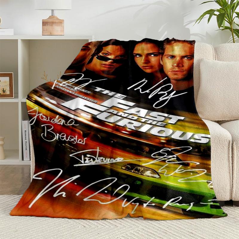 1PC Fast And car Family Flannel Blanket Gift, Suitable for Both Men And Women, Soft Ideal for Beds And Sofa, Birthday Or Christmas Gift
