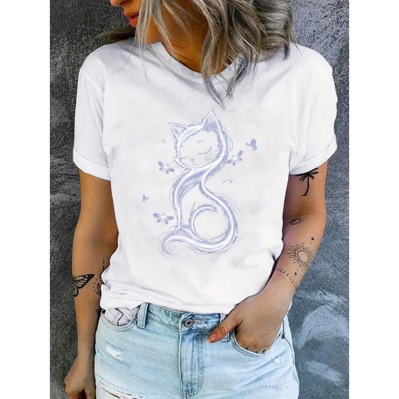 Damen V-Ausschnitt bedrucktes kurzärmeliges lässiges Mode kurzärmeliges T-Shirt