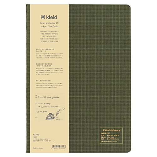 

Kleid 8902 Kleid Notebook, 2mm Grid Notebook, A5, 2mm Square, Olive