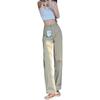 Petite Women's High-Waist Retro Denim Jeans, XS, Straight Wide Leg, 3/4 Length, Flattering Fit