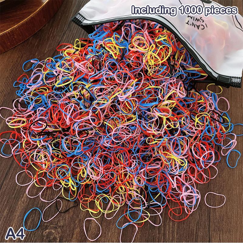 1000 Pieces Candy Color Children'S Hair Rubber Bands Kids Disposable Color Hair Band For Baby Girls No Hair Damage Headwear