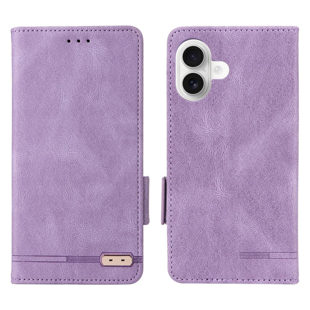 For iPhone 17 Case Leather Wallet Flip Phone Cover with Hardware Decor