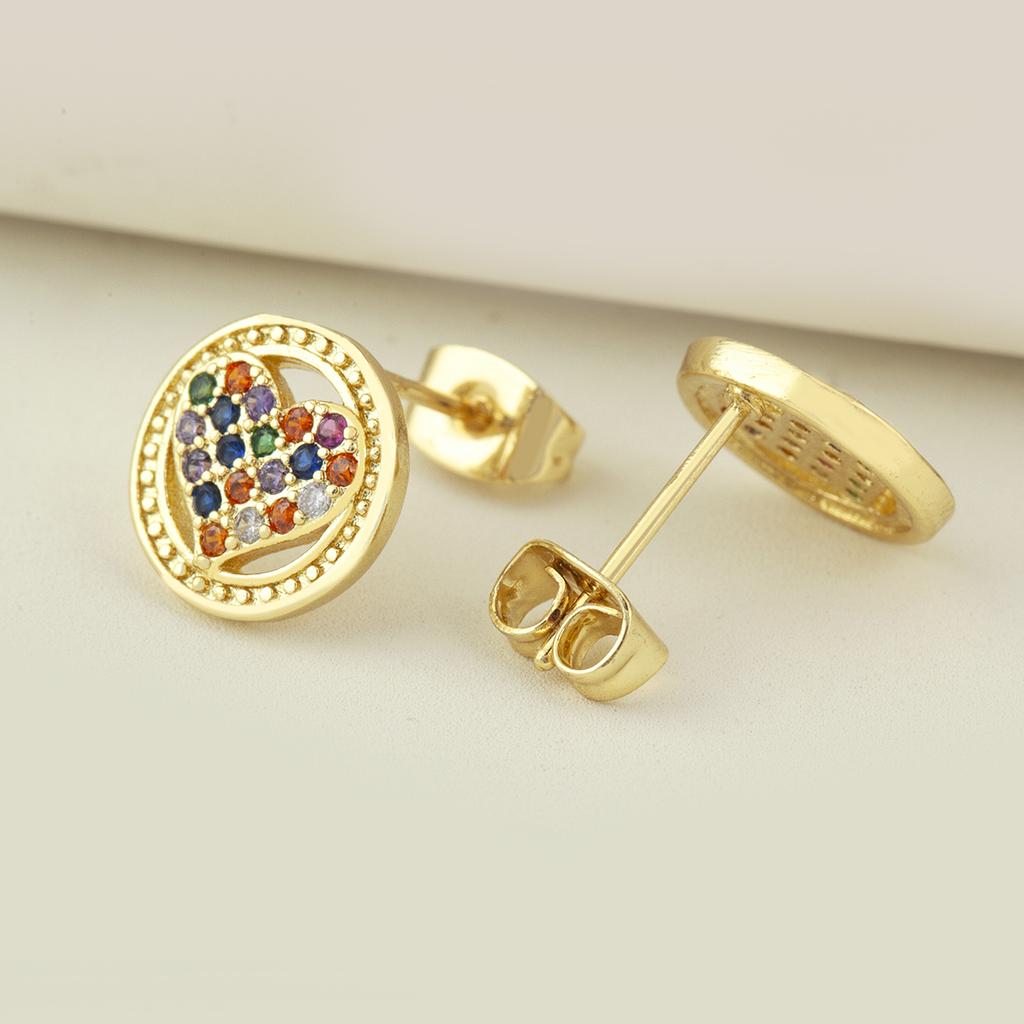 Nidin New Classic Design Heart Shape Heart Crystal Zircon Stud Earrings For Women Female Birthday Party Ear Jewelry Fine Gifts
