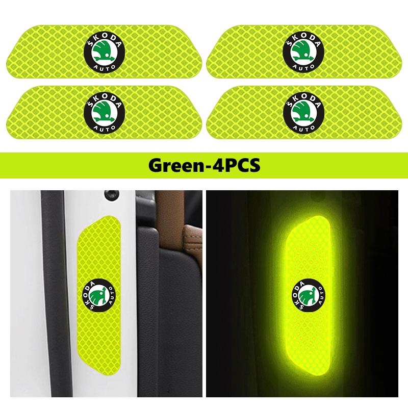 HGWE4 Car Wheel Eyebrow Stickers Reflective Protective Stickers Night Anti-collision Strip For Skoda S Kodiaq Octavia 2 3 Yeti Karoq