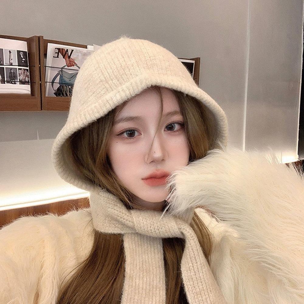 Thicken Warm Korean Ins Hood Scarf Windproof Ear Protection Hat Balaclava Hat  Autumn and Winter