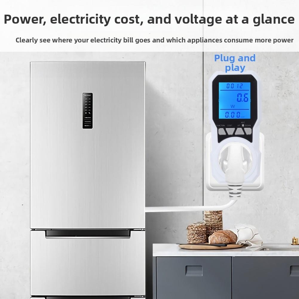 Power Meter with LCD Screen for Monitoring Voltage Current and Electricity Consumption in Household Appliances