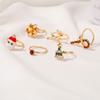6pcs Fashion Christmas Tree Santa Claus Christmas Ring Rings Holiday Gifts Adjustable Size