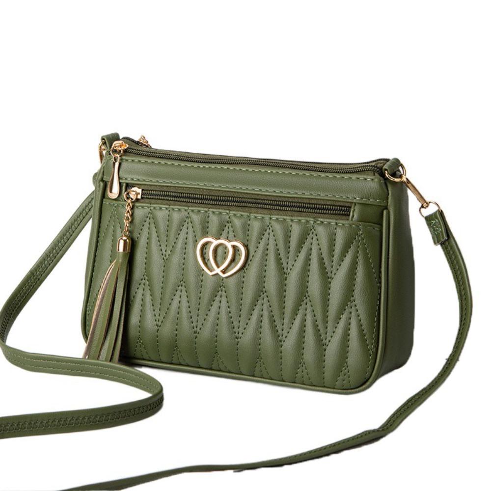 Large Capacity Lattice Shoulder Bag Zipper PU Leather Messenger Bag Women Crossbody Bag  Female