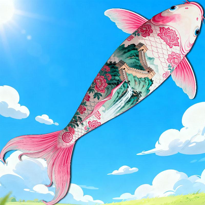 Duży latawiec dla dorosłych: Rekin, Delfin, Wieloryb Koi do handlu transgranicznego 1.3 meter Goldfish [Great Wall] Kite Only blue