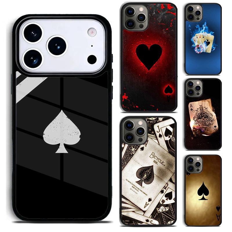 Ace of spades Poker Card Phone Case For iPhone 17 16 15 14 13 12 11 Pro Max Plus 17Air Soft Silicone Cover