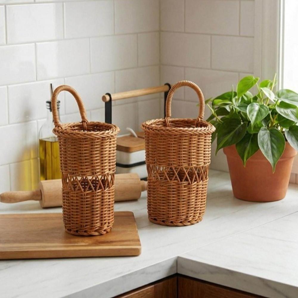 Rust-Resistant Wall Mounted Storage Basket Rustic Style Flower Bucket Flower Vase  Living Room