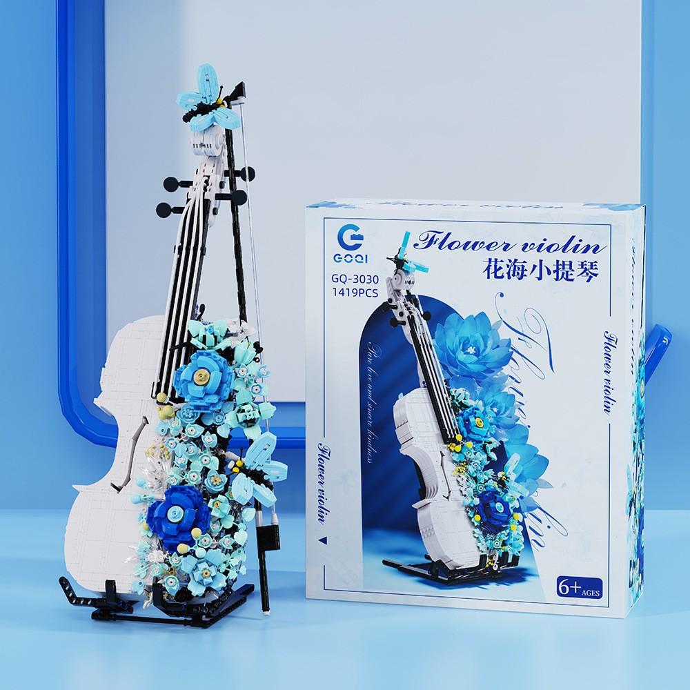 Takasaki 3030 Flower Sea Violin Ornaments Model Assembled Building Blocks Toy Girls Valentine's Day Gift