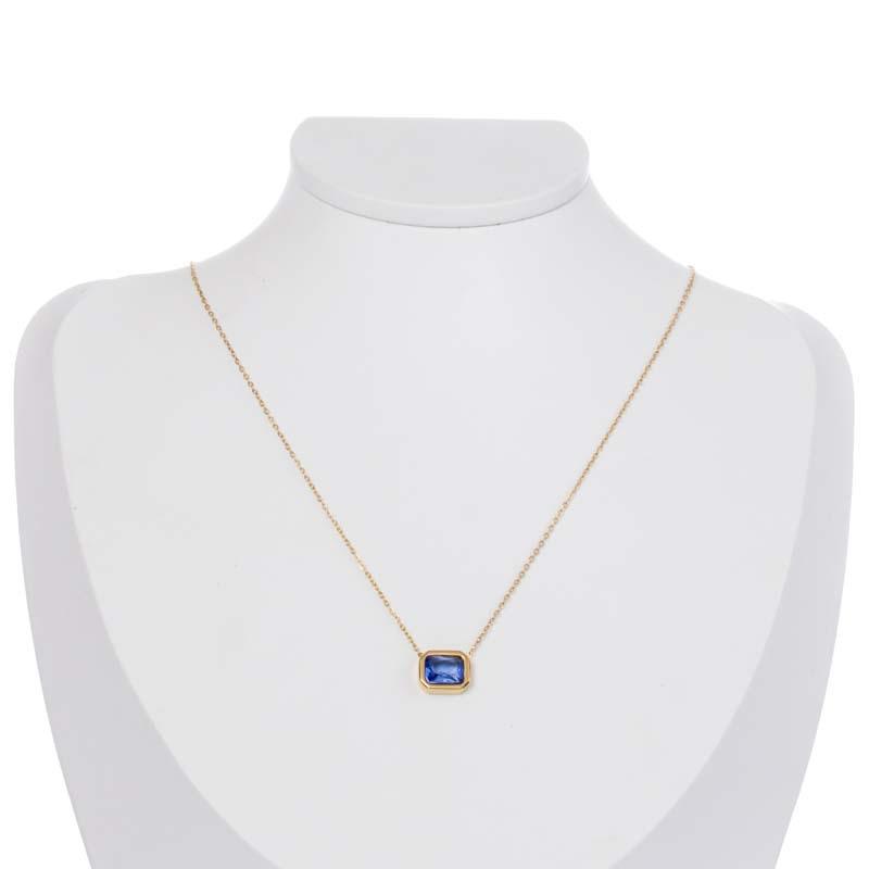 Fashion Charm Colorful Crystal Pendant Necklaces for Women Gold Plated Collar Choker Chain on Neck Chic Jewelry 18inches&fashion синий