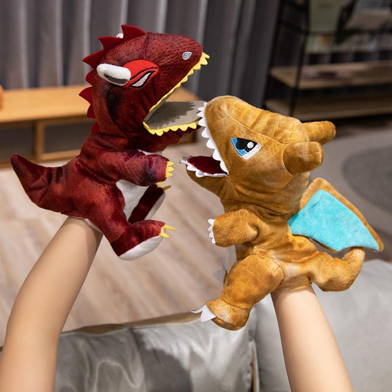 Cartoon Simulation Dinosaur Velociraptor Hand Puppet Plush Toy Doll Fire Breathing Dragon Doll Ventriloquism Hand Puppet Doll