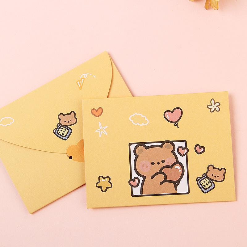 10Pcs/Set Cartoon Greeting Card Student DIY Teacher's Day Bouquet Card Message Small Card Birthday Postcards Party Decorations