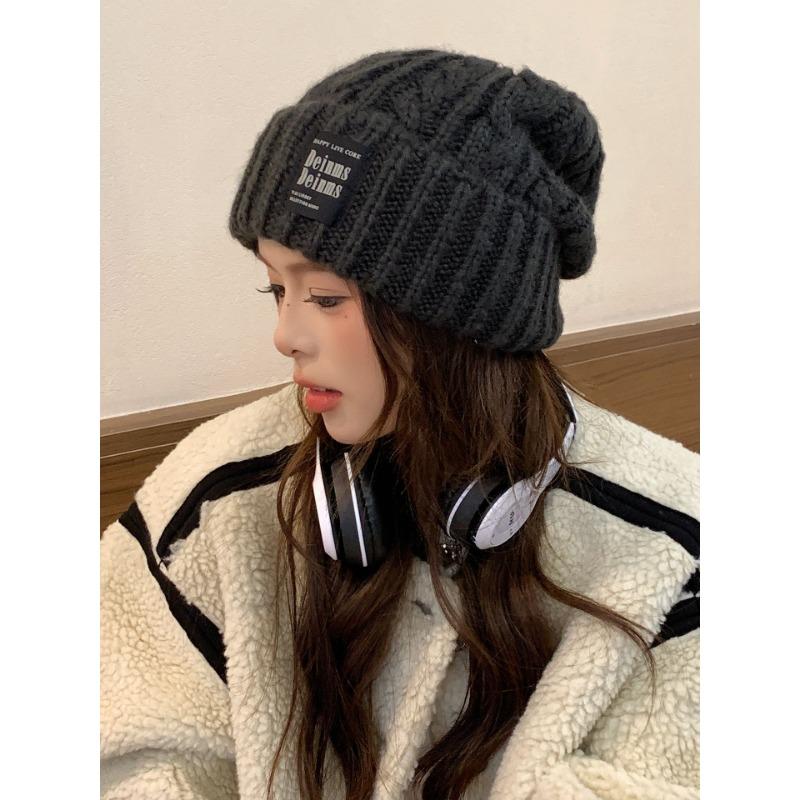 

Большой обхват головы ретро твист - осень и зима универсальная теплая для лица маленькая шапка с ушками увеличенная версия вязаная шапка Elastic (54-60)