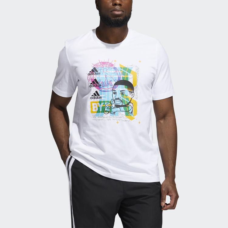 Adidas Dame Avatar Lillard Basketball Print T-Shirt Men Tops White GP3434