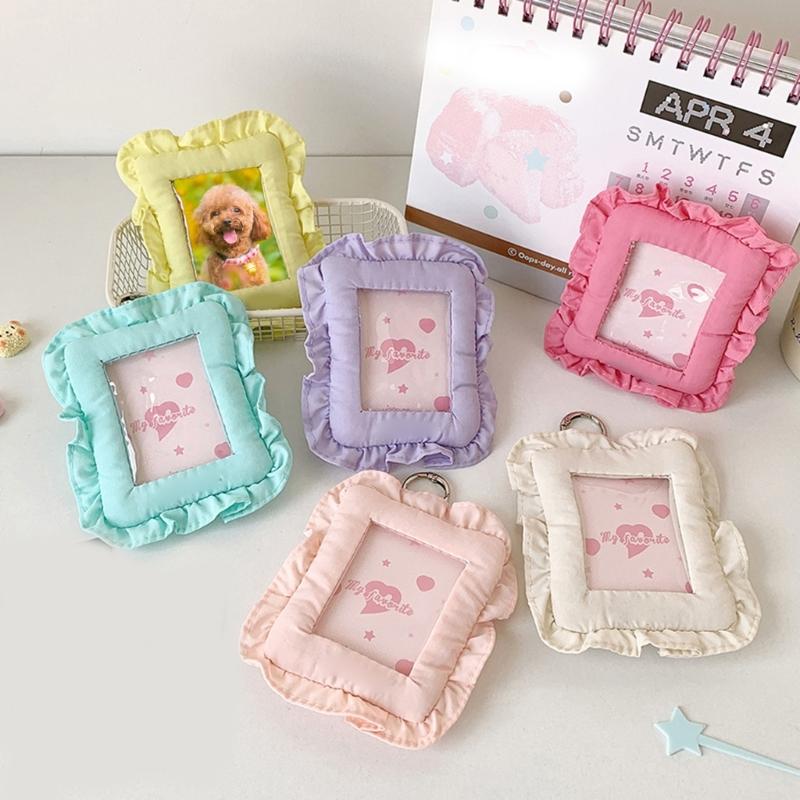 Cute Cloth Pillow Photo Holder Keychain For 3 Inch Photocard Cards Portable Wall Decoration Travel Accessory