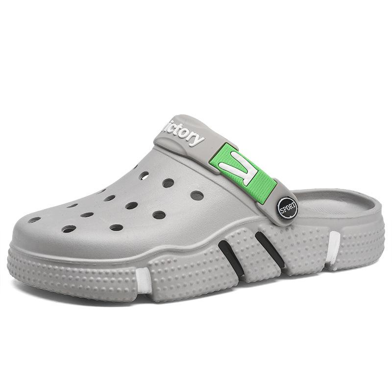 Extra Large Size Hole Shoes Trendy Non-Slip Soft-Soled Bag Head Sandals Wear Thick-Soled Beach Men'S Slippers