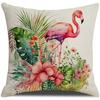 New Summer Tropical Green Plant Flamingo Imitation Hemp Pillow Case Sofa Pillow Living Room Decorative Cushion Cover