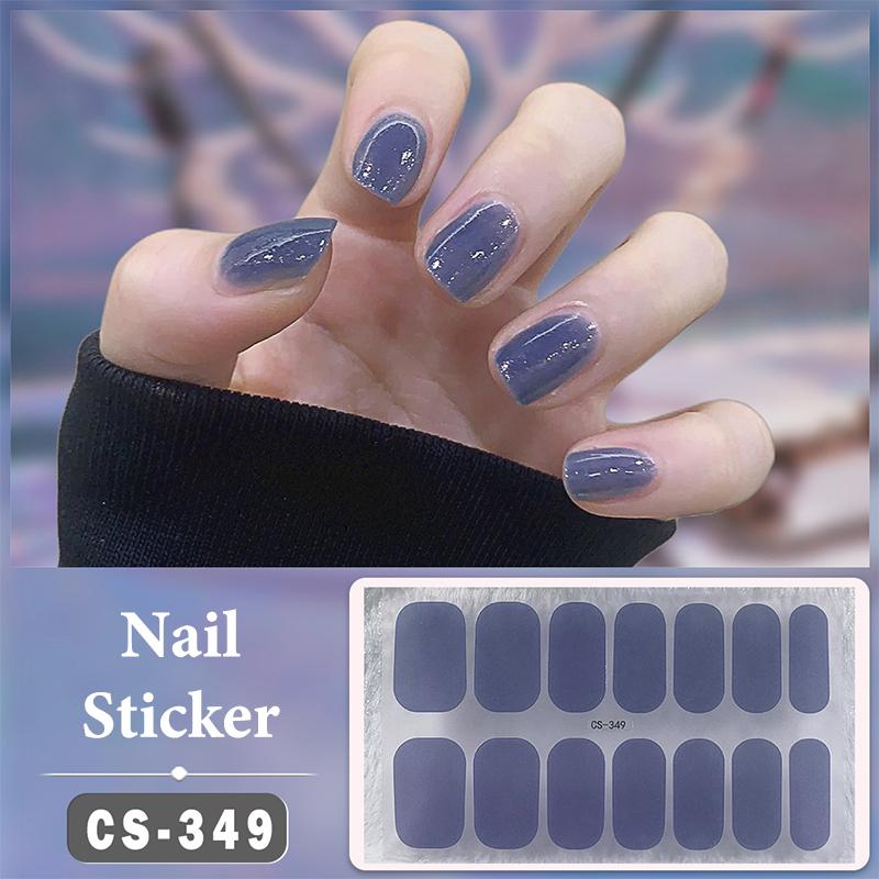 No Baking Lamp Waterproof Nail Wraps Full Cover Nail Stickers Solid Color 14 Nails/Set Multi Color Nail Art Look Patch Firm