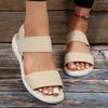 Casual Sandals Women's 2025 Summer Platform Platform Heel Wedge Fish Mouth Elastic One-line Strap Plus Size Sandals Women's Shoes