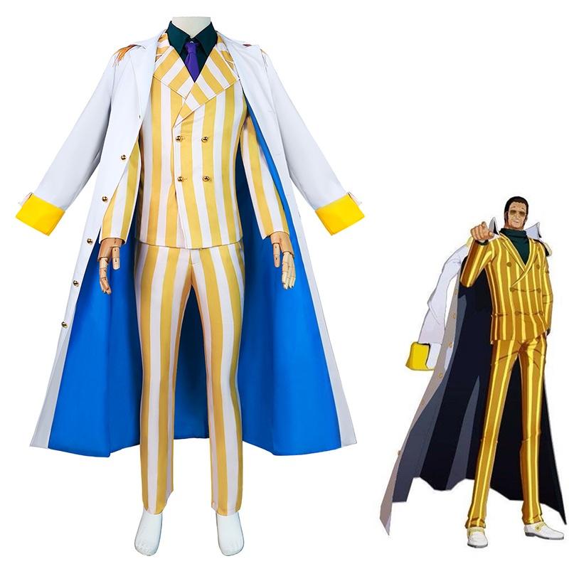 Costume Cosplay Generale Scimmia Gialla One Piece Outfit Cosplay Generale della Marina