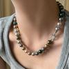 Metallic Sheen Tahitian Black Pearl Necklace 10 MM Collarbone Chain Pearl Neckchain  Banquet