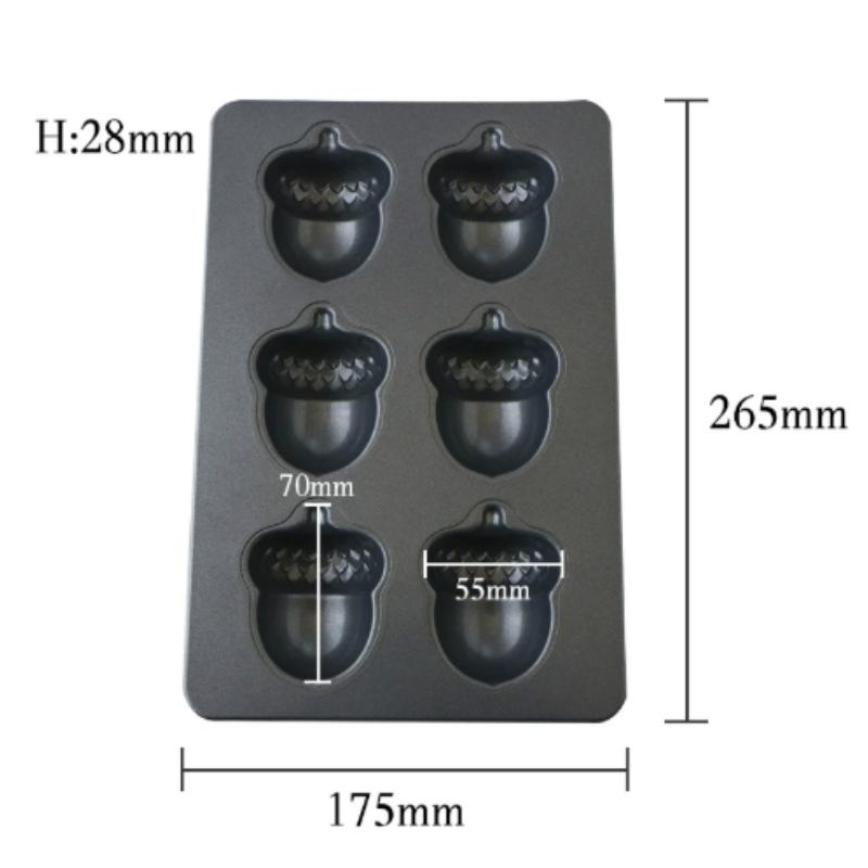 6 Cavity Non Stick Carbon Steel Madeleine Pan Professional Baker Secret Heavy Duty Mold for Pancake Muffin Cookie Baking