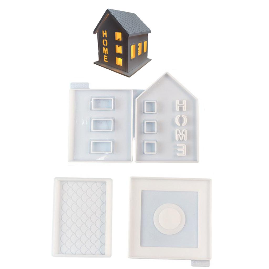 3D House Silicone Molds for Resin Concrete Home House Candle Holder Mold House Shaped Gypsum Mold Table Decorations