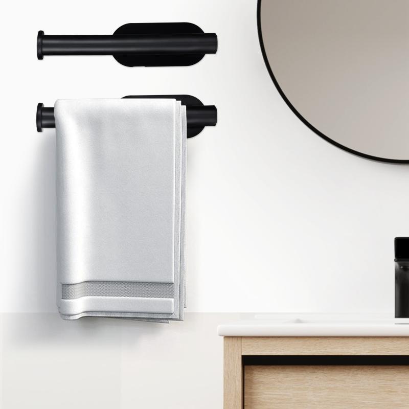 No Punching Self Adhesive Towel Holder Simple Plastic Toilet Roll Paper Holder Bathroom Kitchen Wall Storage Stand Home Decor