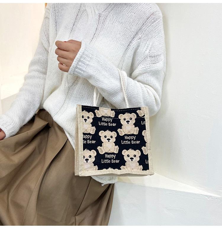Women 'S Bear Linen Handbag Japanese Style Shoulder Bag Student Shoulder Bag